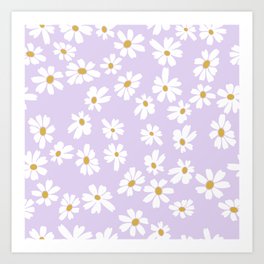 Daisies Lilac Pastel Floral  Art Print