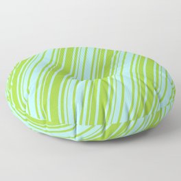 [ Thumbnail: Turquoise and Green Colored Lined Pattern Floor Pillow ]