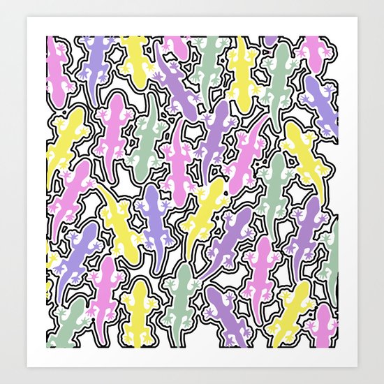 Lizards with a black outline Art Print