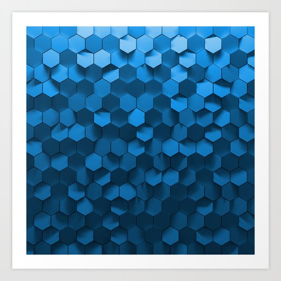 Blue hexagon abstract pattern Art Print by Shilldesign ...