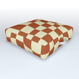 Warped Checkered Pattern (burnt orange/beige) Outdoor Floor Cushion