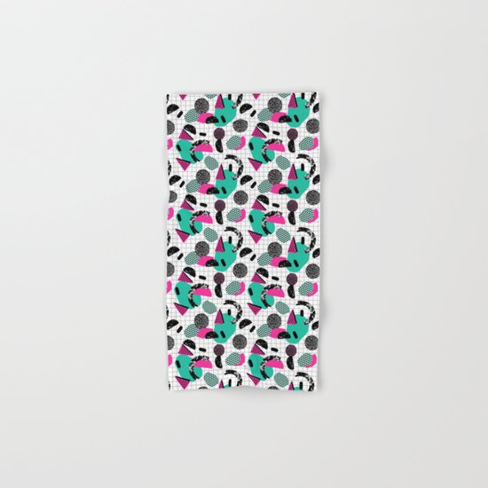 Cha Ching - abstract throwback memphis retro 80s 90s pop art grid shapes Hand & Bath Towel