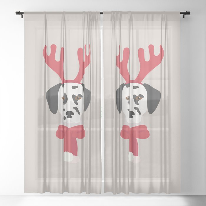Rudolph The Dalmatian Reindeer Sheer Curtain