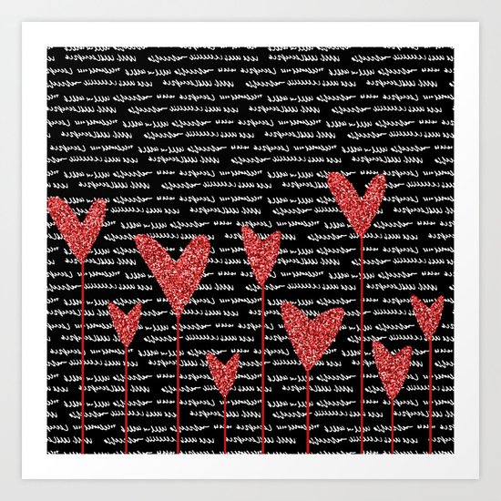 Red Hearts Art Print