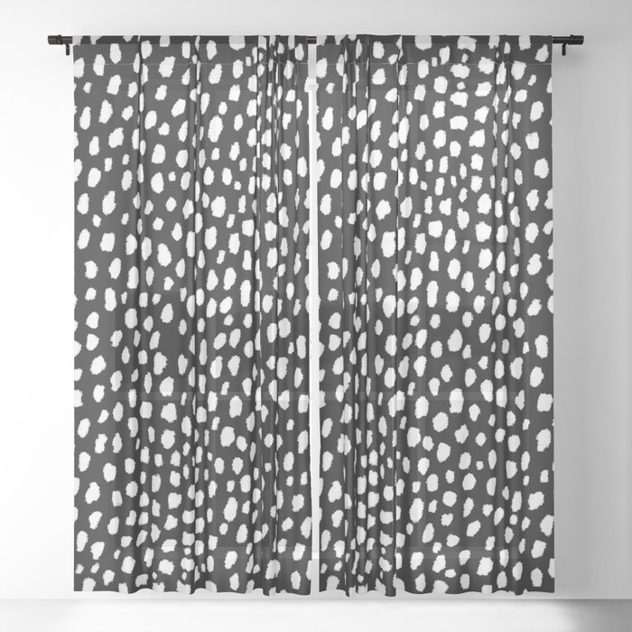 Handmade Polka Dot Brush Strokes Black And White Reverse Dalmatian Sheer Curtain By Design Minds Boutique Society6 Handmade Polka Dot Brush Strokes Black, Black Polka Dot Sheer Curtains