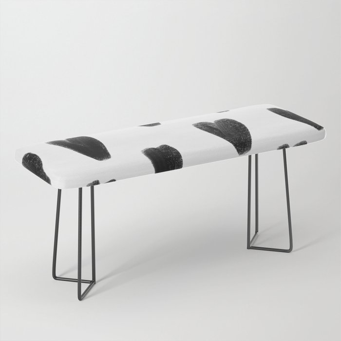 Black and White Hearts Pattern Bench