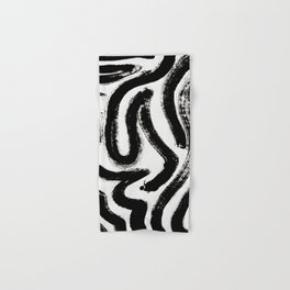 Black and White Abstract Pattern 1: A minimal black and white pattern by Alyssa Hamilton Art Hand & Bath Towel