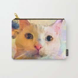 Smirking Sugar Carry-All Pouch | Cats, Sugar, Impressionist, Pink, Painting, Green, Bunnyclarke, Black, White, Purple 