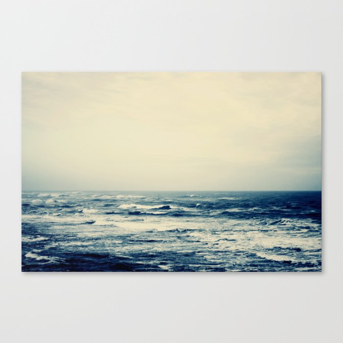 Aerial Ocean Print -  Crashing Waves - Dark Blue Sea Travel Photography  Canvas Print