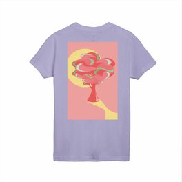 Abstract: Pink tree in front of the yellow sun Kids T Shirt