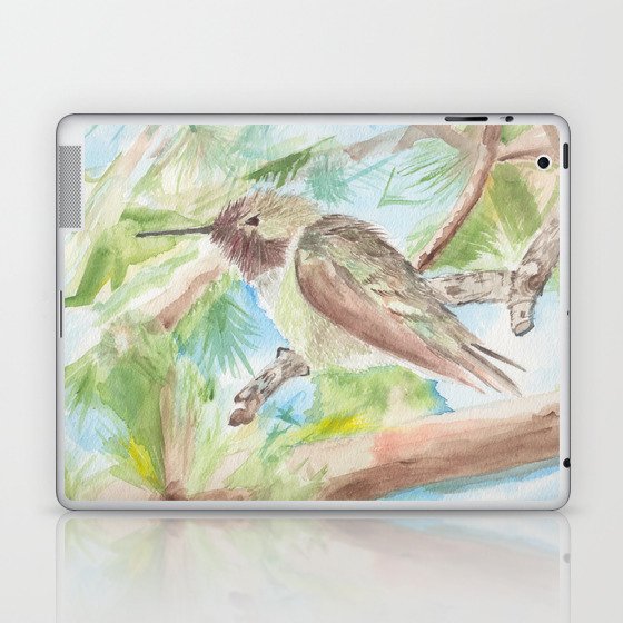 Feisty Hummingbird Watercolor, Large & In Charge Laptop & iPad Skin