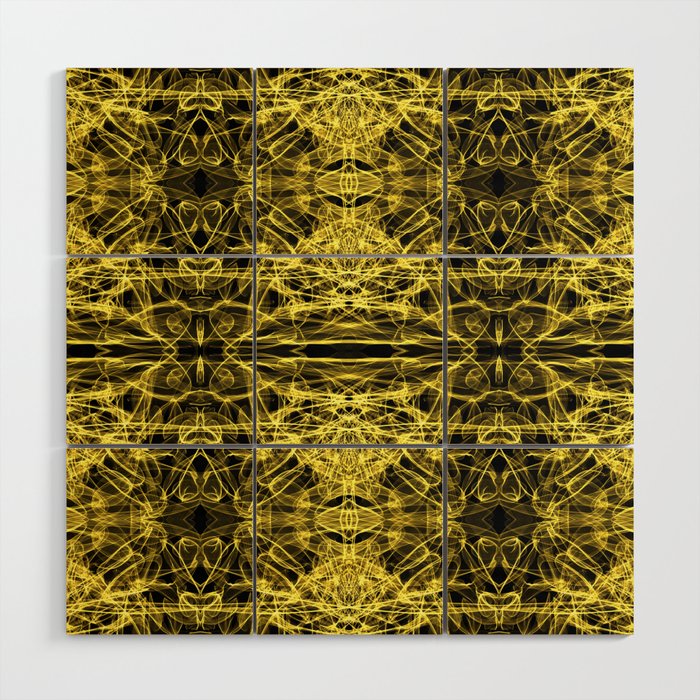 Liquid Light Series 50 ~ Yellow Abstract Fractal Pattern Wood Wall Art