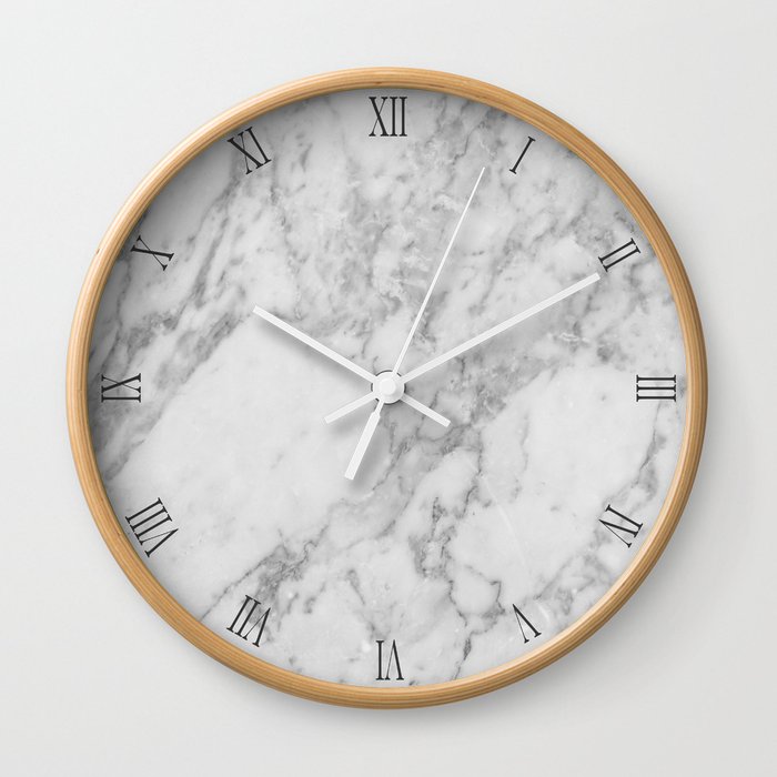 Marble Clock with Numbers Wall Clock