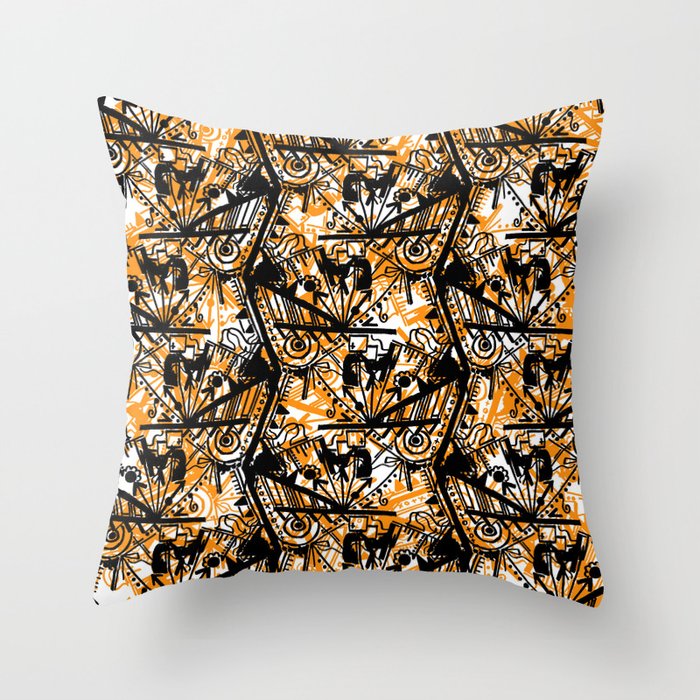 Aztec Pattern Orange Throw Pillow
