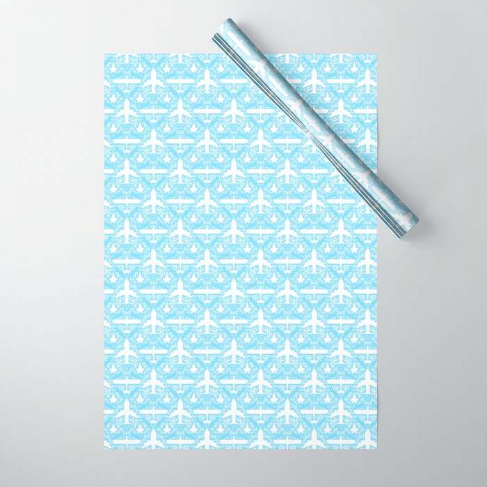 Aircraft Damask Wrapping Paper