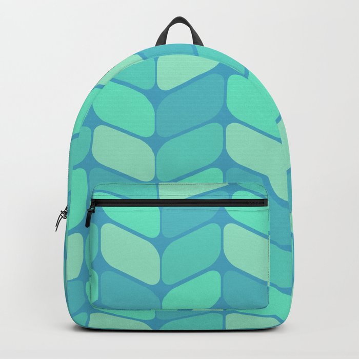 Vintage Diagonal Rectangles Ocean Green Backpack