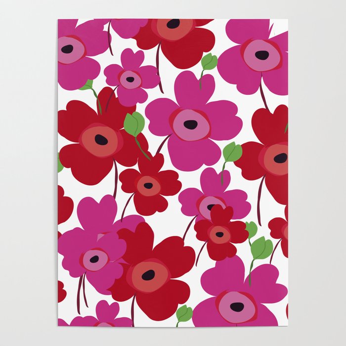 Graphic flowers:Royal red Poster