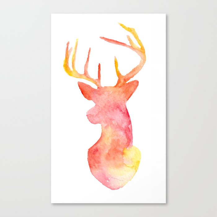 Watercolor Deer Silhouette Canvas Print By Katyasarria Society6