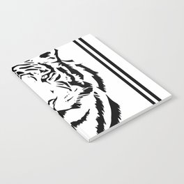Black and white tiger head with lines Notebook