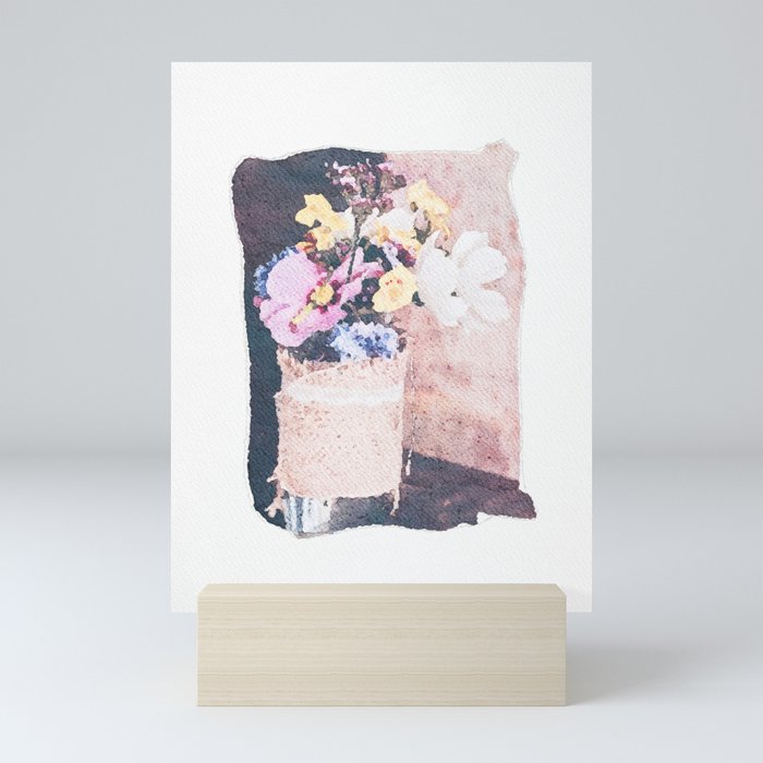 Burlap Flower Vase Mini Art Print