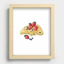 delicious pancakes with strawberries and blueberries Recessed Framed Print