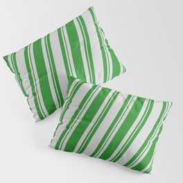 [ Thumbnail: Forest Green and Light Gray Colored Stripes Pattern Pillow Sham ]