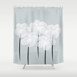 Abstract Sheer White Anemones Shower Curtain