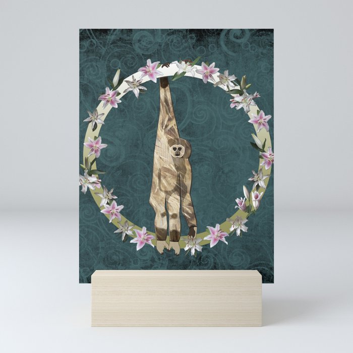 Lar Gibbon Lily Wreath Mini Art Print