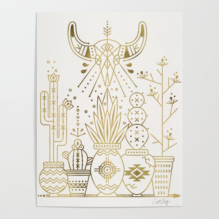 Santa Fe Garden – Gold Ink Poster