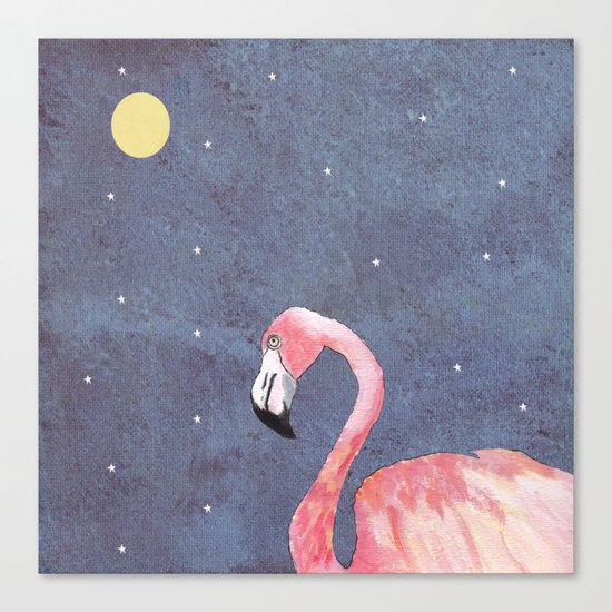 Flamingo at Night Canvas Print