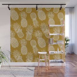 Fresh Pineapples Yellow & White Wall Mural