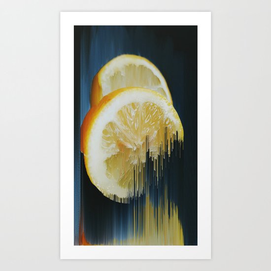 Lemony Good Glitch Art Print