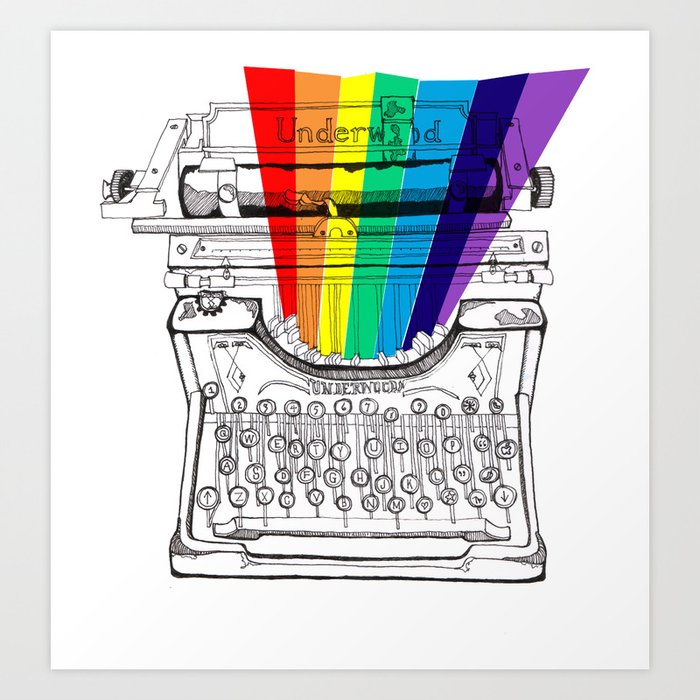 underwood typewriter with a sliver of rainbow Art Print