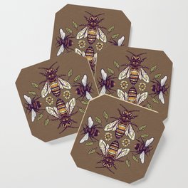 Flowers for Honey Bees Coaster | Ahmadmujib, Illustration, Oil, Bee, Drawing, Ink Pen, Flower, Digital, Curated 
