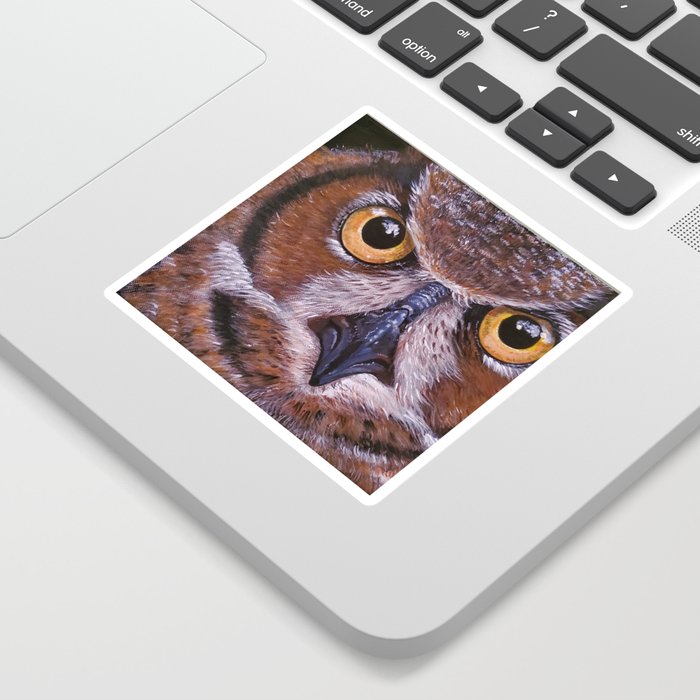 Great Horned Owl Face Bird Animal Print Sticker