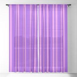 [ Thumbnail: Violet and Purple Colored Stripes/Lines Pattern Sheer Curtain ]