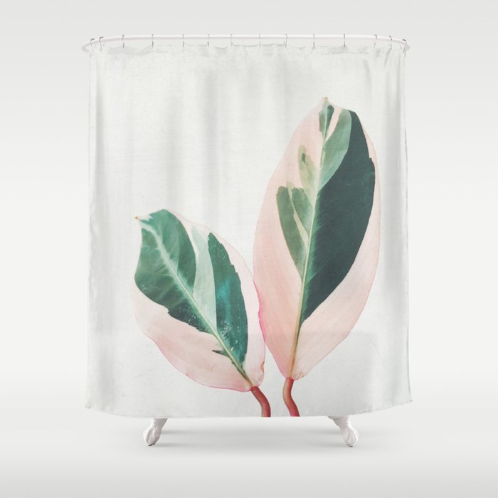 Pink Leaves I Shower Curtain