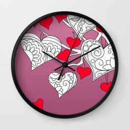 tree of love with hearts Wall Clock