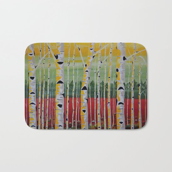 Birch Trees Landscape Bath Mat