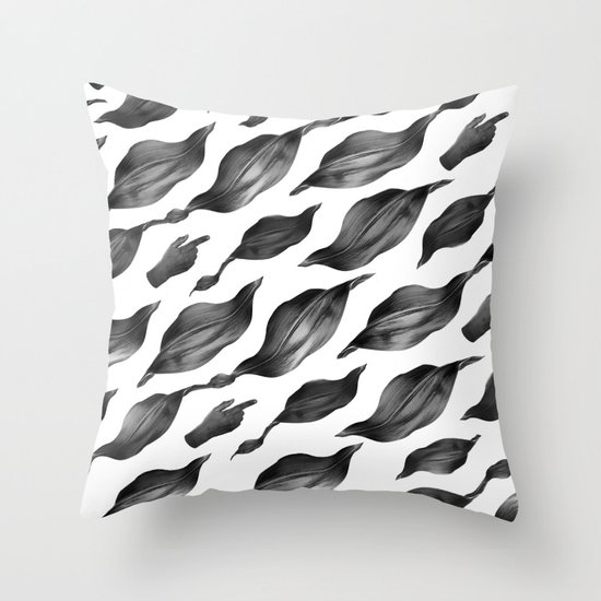 black leaves Throw Pillow