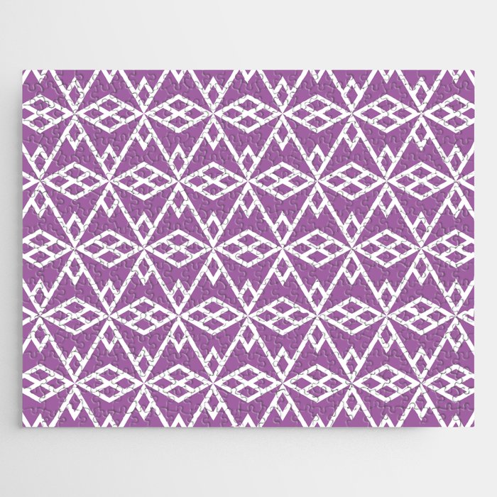 Purple and White Diamond Line Shape Pattern Pairs DE 2022 Popular Color Royal Pretender DE5999 Jigsaw Puzzle