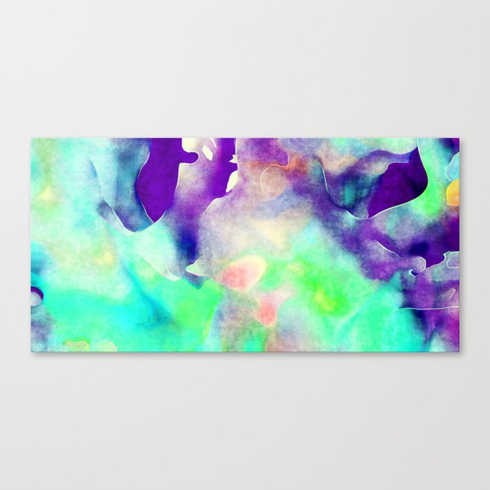 Watercolor background in purple blue and green Canvas Print