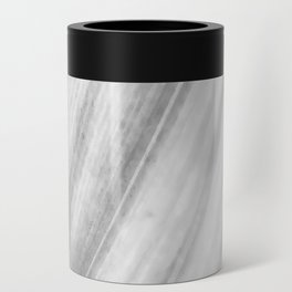 Silver Black And White Vein Leaf Texture Can Cooler