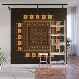 Tribal ornament - warm brown, orange, yellow and reds Wall Mural