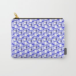 Blue and White Geometric Pattern With Palm Trees Carry-All Pouch