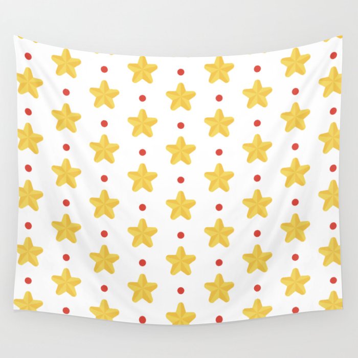 Christmas Pattern Yellow Golden Star Wall Tapestry