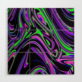 Violet and Lime Blackout Drip Wood Wall Art