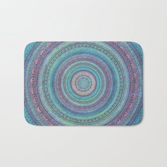Pink and Turquoise Fractal Mandala Bath Mat