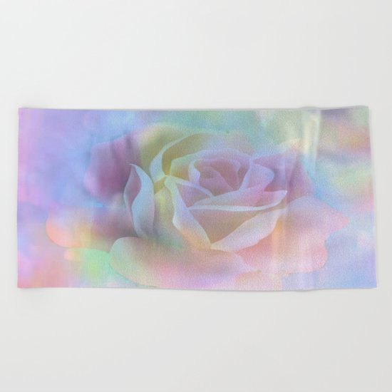 Pastel Watercolor Rose Beach Towel