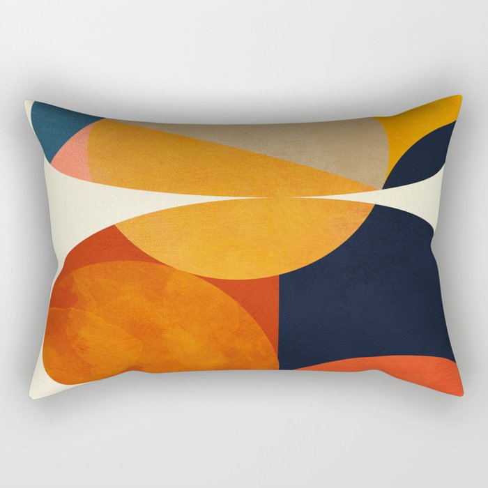 mid century geometric shapes autumn Rectangular Pillow